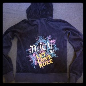 Juicy Couture “Let Love Rule” Navy Velour Jacket